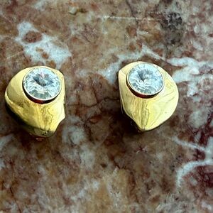 Anthropologie Gold-Tone Crystal Stud Earrings - Gold and Clear